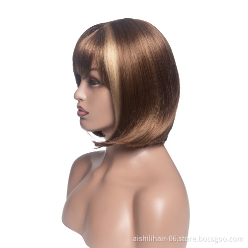 Aishili wholesdale luxury short blonde straight bob hair synthetic hair wigs for  women